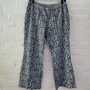 Lynn Ritchie Wide Leg Cropped Pants Gray Textured Stretchy Athleisure Boho Sz L